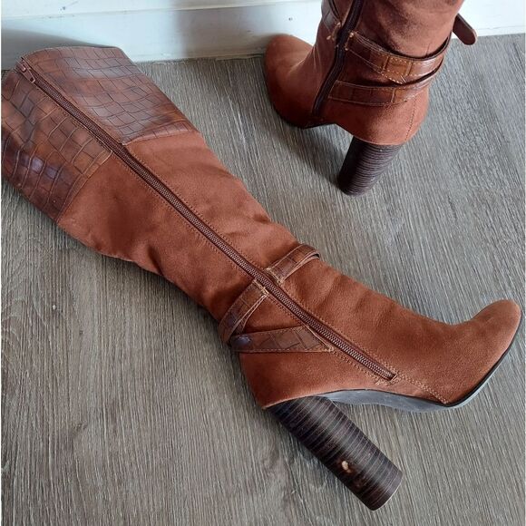 JustFab Brown Heeled Boots - Picture 6 of 14